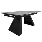 Ausziehtisch 160x90 cm mit Keramikplatte in Oxid-Optik und schwarzem Metallgestell - Ariel