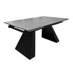 Ausziehtisch 160x90 cm mit Keramikplatte in Oxid-Optik und schwarzem Metallgestell - Ariel