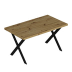 Table fixe rectangulaire couleur chêne 139x80x76H pieds en métal noir Brayn
