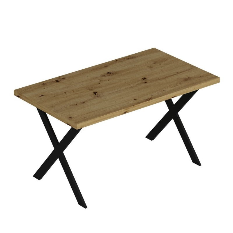 Tavolo fisso rettangolare colore rovere 139x80x76H gambe in metallo nero Brayn
