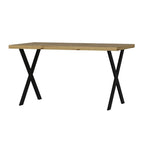 Table fixe rectangulaire couleur chêne 139x80x76H pieds en métal noir Brayn