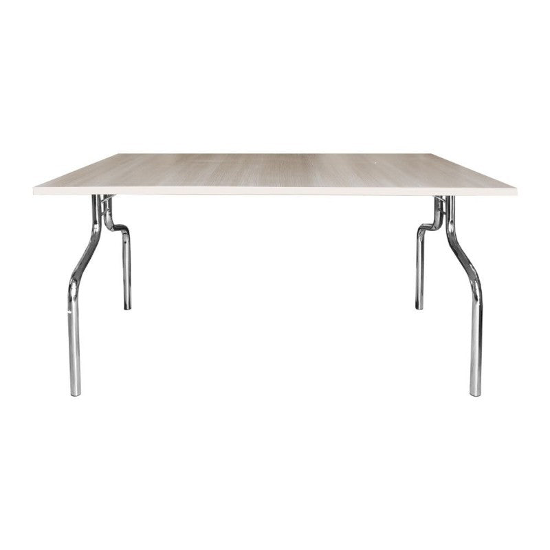 Table pliante ESFB03 couleur orme avec pieds en métal chromé 120x80x76.5H